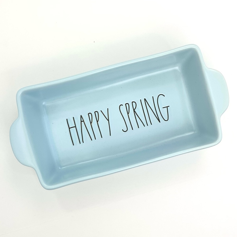 NEW Rae Dunn Happy Spring Pastel Blue Baking Pan 8”x4”